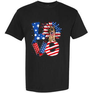 4th of July Decor Patriotic LOVE German Shepherd Dog USA Garment-Dyed Heavyweight T-Shirt