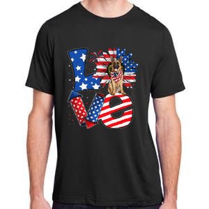 4th of July Decor Patriotic LOVE German Shepherd Dog USA Adult ChromaSoft Performance T-Shirt