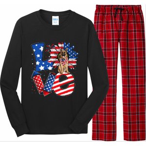 4th of July Decor Patriotic LOVE German Shepherd Dog USA Long Sleeve Pajama Set