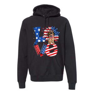 4th of July Decor Patriotic LOVE German Shepherd Dog USA Premium Hoodie