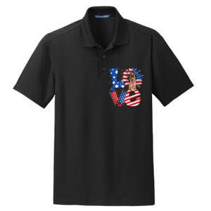 4th of July Decor Patriotic LOVE German Shepherd Dog USA Dry Zone Grid Polo