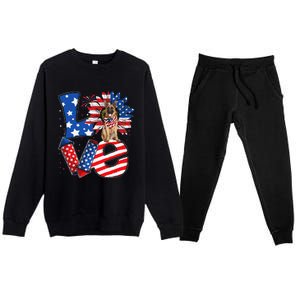 4th of July Decor Patriotic LOVE German Shepherd Dog USA Premium Crewneck Sweatsuit Set