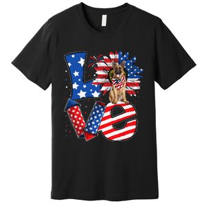 4th of July Decor Patriotic LOVE German Shepherd Dog USA Premium T-Shirt