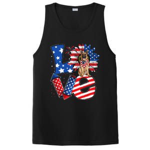 4th of July Decor Patriotic LOVE German Shepherd Dog USA PosiCharge Competitor Tank