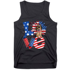 4th of July Decor Patriotic LOVE German Shepherd Dog USA Tank Top