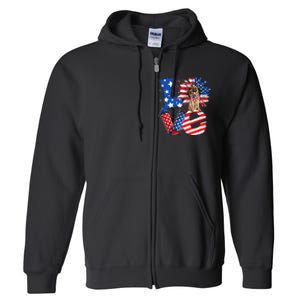 4th of July Decor Patriotic LOVE German Shepherd Dog USA Full Zip Hoodie