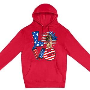 4th of July Decor Patriotic LOVE German Shepherd Dog USA Premium Pullover Hoodie