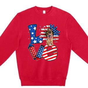 4th of July Decor Patriotic LOVE German Shepherd Dog USA Premium Crewneck Sweatshirt