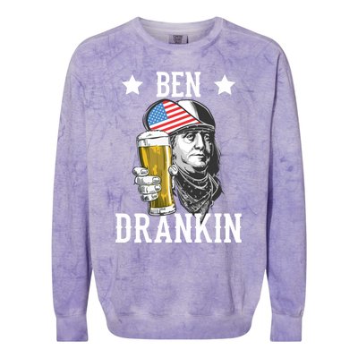 4th Of July Tee Ben Drankin Gift Colorblast Crewneck Sweatshirt