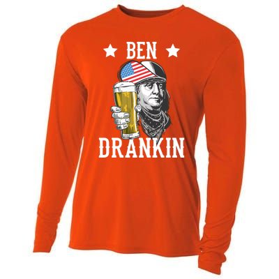 4th Of July Tee Ben Drankin Gift Cooling Performance Long Sleeve Crew