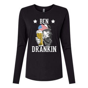 4th Of July Tee Ben Drankin Gift Womens Cotton Relaxed Long Sleeve T-Shirt