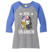 4th Of July Tee Ben Drankin Gift Women's Tri-Blend 3/4-Sleeve Raglan Shirt