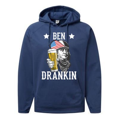 4th Of July Tee Ben Drankin Gift Performance Fleece Hoodie