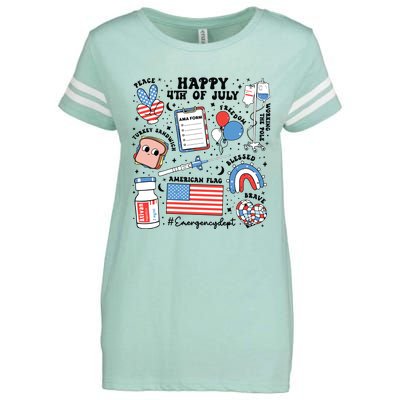 4th Of July Er Nurse Er Nurse Crew Enza Ladies Jersey Football T-Shirt