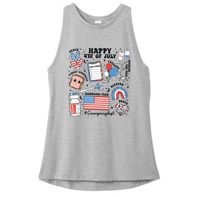 4th Of July Er Nurse Er Nurse Crew Ladies PosiCharge Tri-Blend Wicking Tank