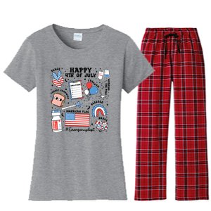 4th Of July Er Nurse Er Nurse Crew Women's Flannel Pajama Set