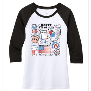 4th Of July Er Nurse Er Nurse Crew Women's Tri-Blend 3/4-Sleeve Raglan Shirt