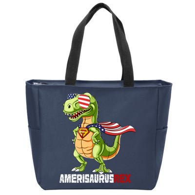 4th of July Dinosaur Amerisaurus T Rex Funny Zip Tote Bag