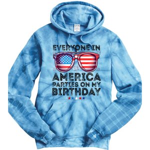 4th Of July 2024 Everyone In America Parties On My Birthday Tie Dye Hoodie