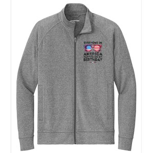 4th Of July 2024 Everyone In America Parties On My Birthday Stretch Full-Zip Cadet Jacket