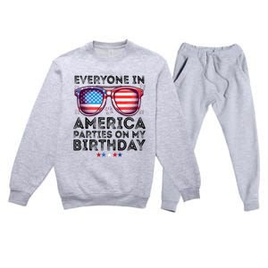 4th Of July 2024 Everyone In America Parties On My Birthday Premium Crewneck Sweatsuit Set