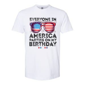 4th Of July 2024 Everyone In America Parties On My Birthday Softstyle CVC T-Shirt