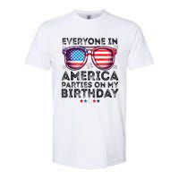 4th Of July 2024 Everyone In America Parties On My Birthday Softstyle CVC T-Shirt