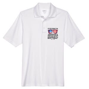 4th Of July 2024 Everyone In America Parties On My Birthday Men's Origin Performance Pique Polo