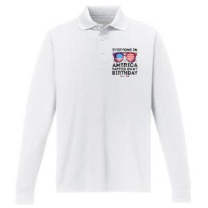 4th Of July 2024 Everyone In America Parties On My Birthday Performance Long Sleeve Polo