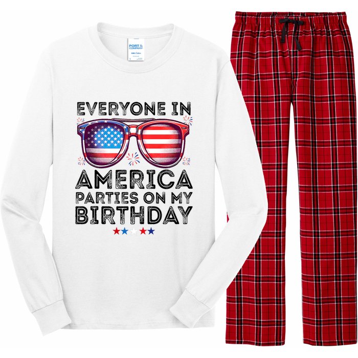 4th Of July 2024 Everyone In America Parties On My Birthday Long Sleeve Pajama Set