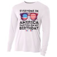 4th Of July 2024 Everyone In America Parties On My Birthday Cooling Performance Long Sleeve Crew