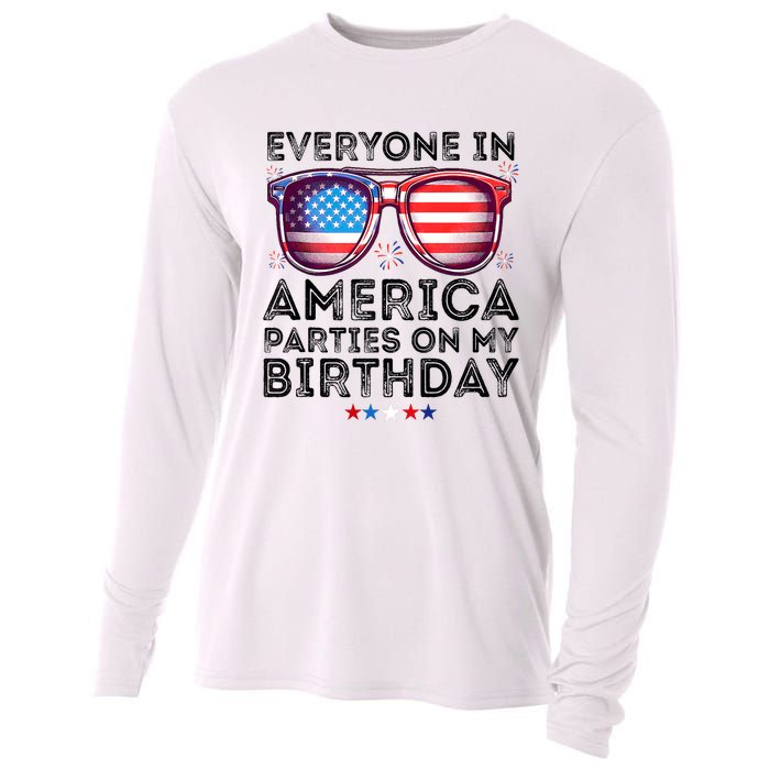 4th Of July 2024 Everyone In America Parties On My Birthday Cooling Performance Long Sleeve Crew