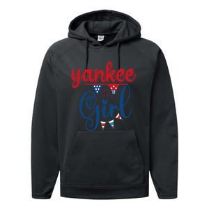 4th Of July Yankee American Flag Fourth Of July Performance Fleece Hoodie