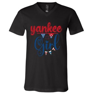 4th Of July Yankee American Flag Fourth Of July V-Neck T-Shirt