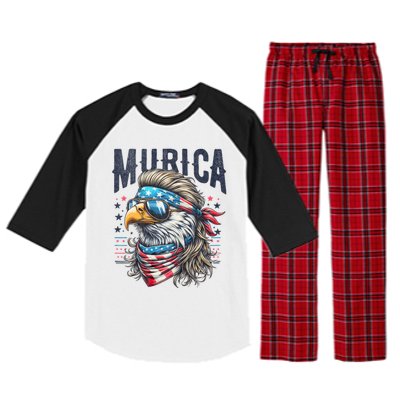 4th Of July Patriotic Funny Eagle July 4th Usa Murica Raglan Sleeve Pajama Set