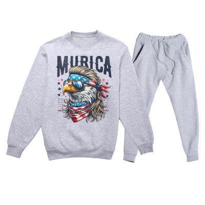 4th Of July Patriotic Funny Eagle July 4th Usa Murica Premium Crewneck Sweatsuit Set