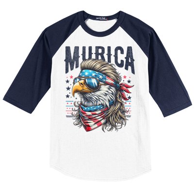 4th Of July Patriotic Funny Eagle July 4th Usa Murica Baseball Sleeve Shirt