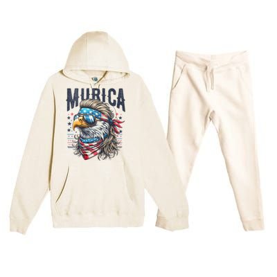 4th Of July Patriotic Funny Eagle July 4th Usa Murica Premium Hooded Sweatsuit Set