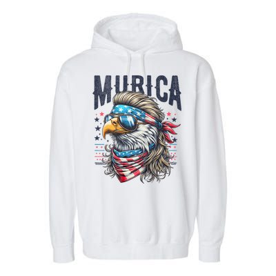 4th Of July Patriotic Funny Eagle July 4th Usa Murica Garment-Dyed Fleece Hoodie