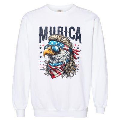 4th Of July Patriotic Funny Eagle July 4th Usa Murica Garment-Dyed Sweatshirt