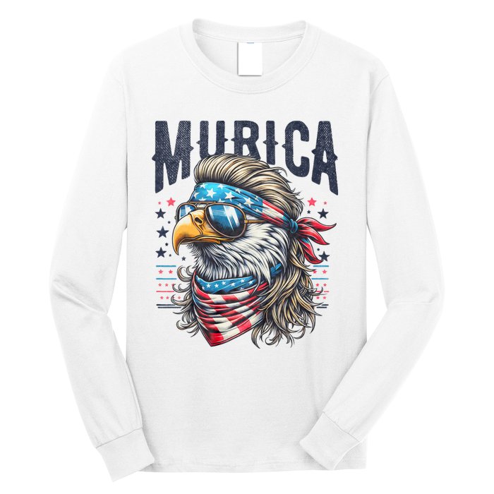 4th Of July Patriotic Funny Eagle July 4th Usa Murica Long Sleeve Shirt