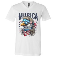 4th Of July Patriotic Funny Eagle July 4th Usa Murica V-Neck T-Shirt