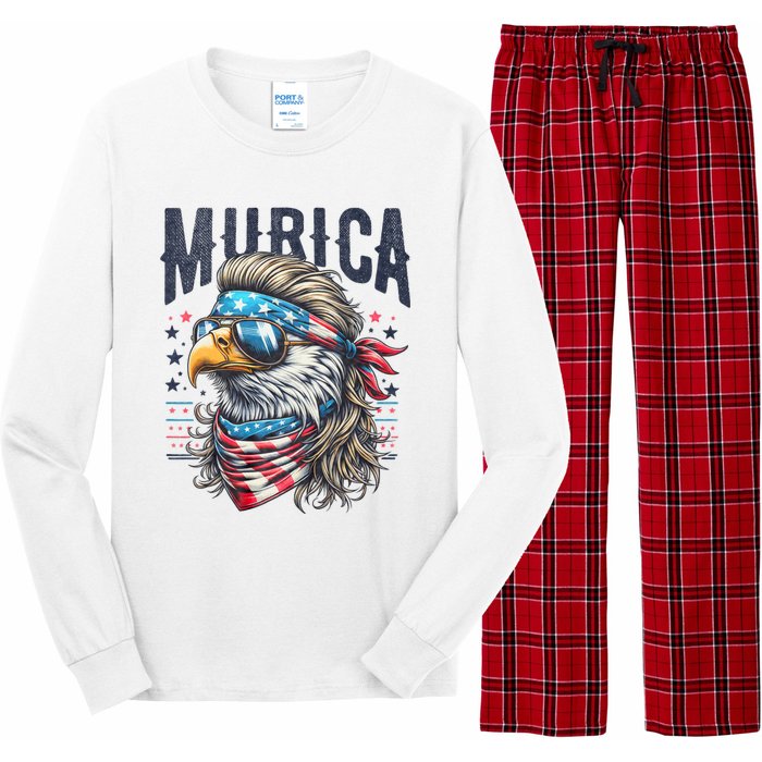 4th Of July Patriotic Funny Eagle July 4th Usa Murica Long Sleeve Pajama Set