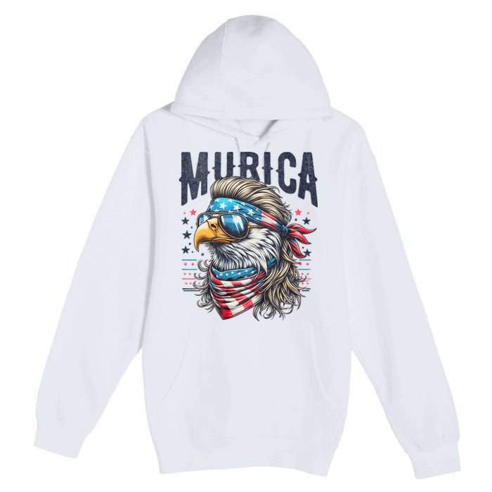 4th Of July Patriotic Funny Eagle July 4th Usa Murica Premium Pullover Hoodie