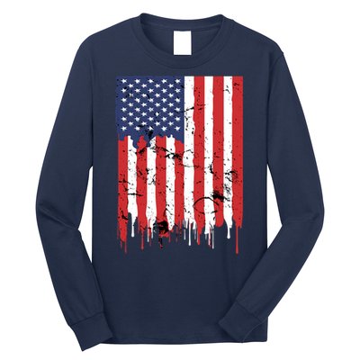 4th Of July American Flag Vintage Design Patriotic Long Sleeve Shirt