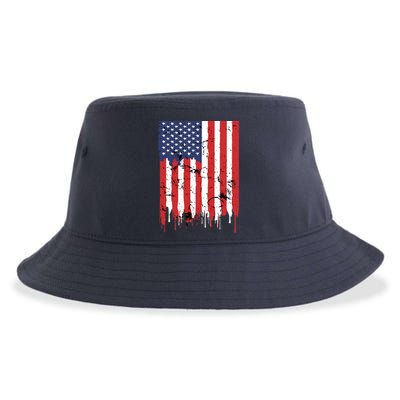 4th Of July American Flag Vintage Design Patriotic Sustainable Bucket Hat