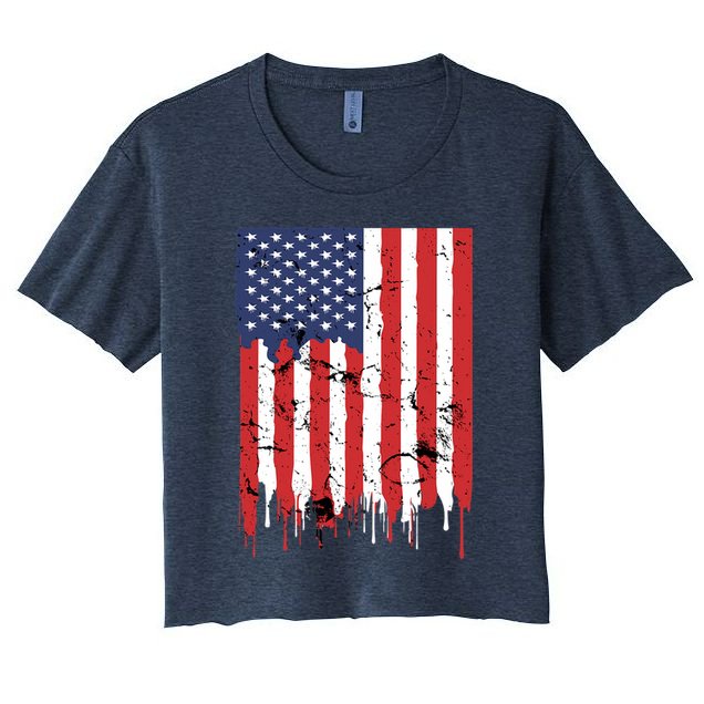 4th Of July American Flag Vintage Design Patriotic Crop Top