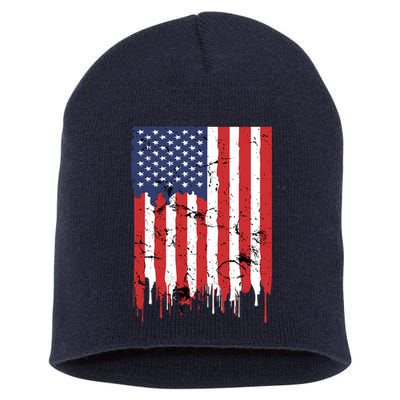 4th Of July American Flag Vintage Design Patriotic Short Acrylic Beanie