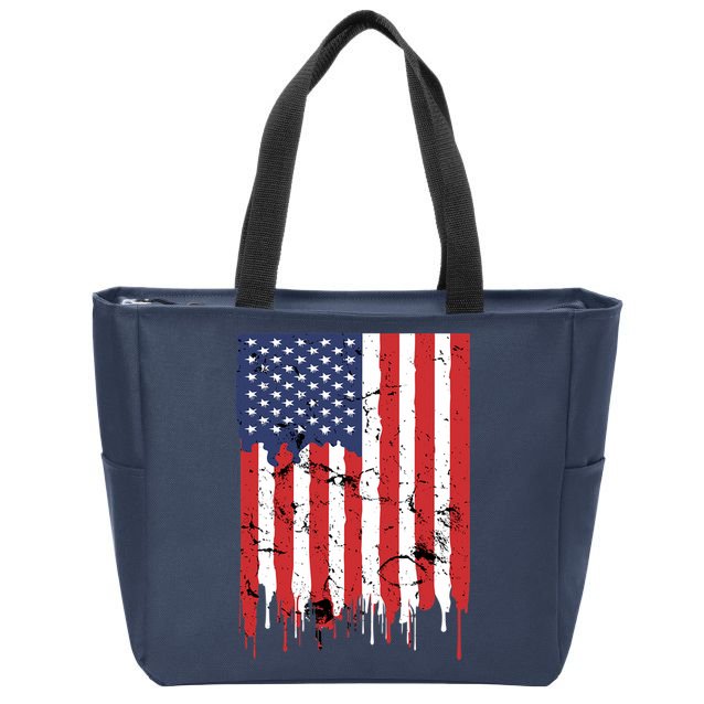 4th Of July American Flag Vintage Design Patriotic Zip Tote Bag