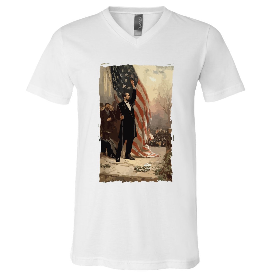 4th Of July Independence Day American Flag Abraham Lincoln V-Neck T-Shirt